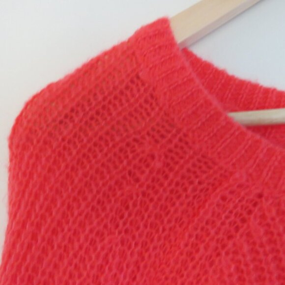 NAADAM Open Knit Bell Sleeve Tied Sweater in Coral Pink Bright - Size S - Picture 6 of 14